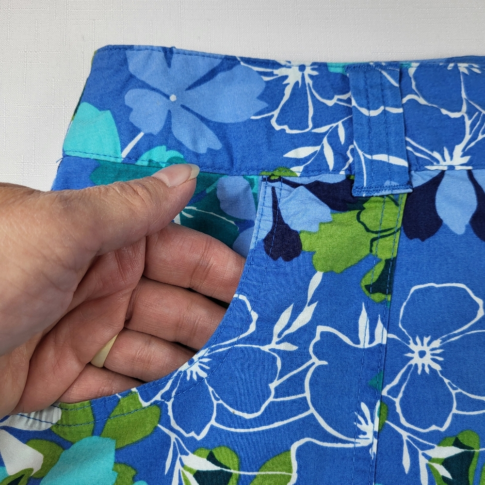 White Stag SKORT Womens Size 8 Blue Green Floral Stretch Pockets Skirt w Shorts - Picture 10 of 13